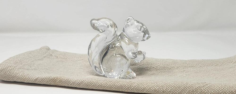Vintage Clear Crystal Glass Squirrel Figurine | Woodland Animal Paperweight